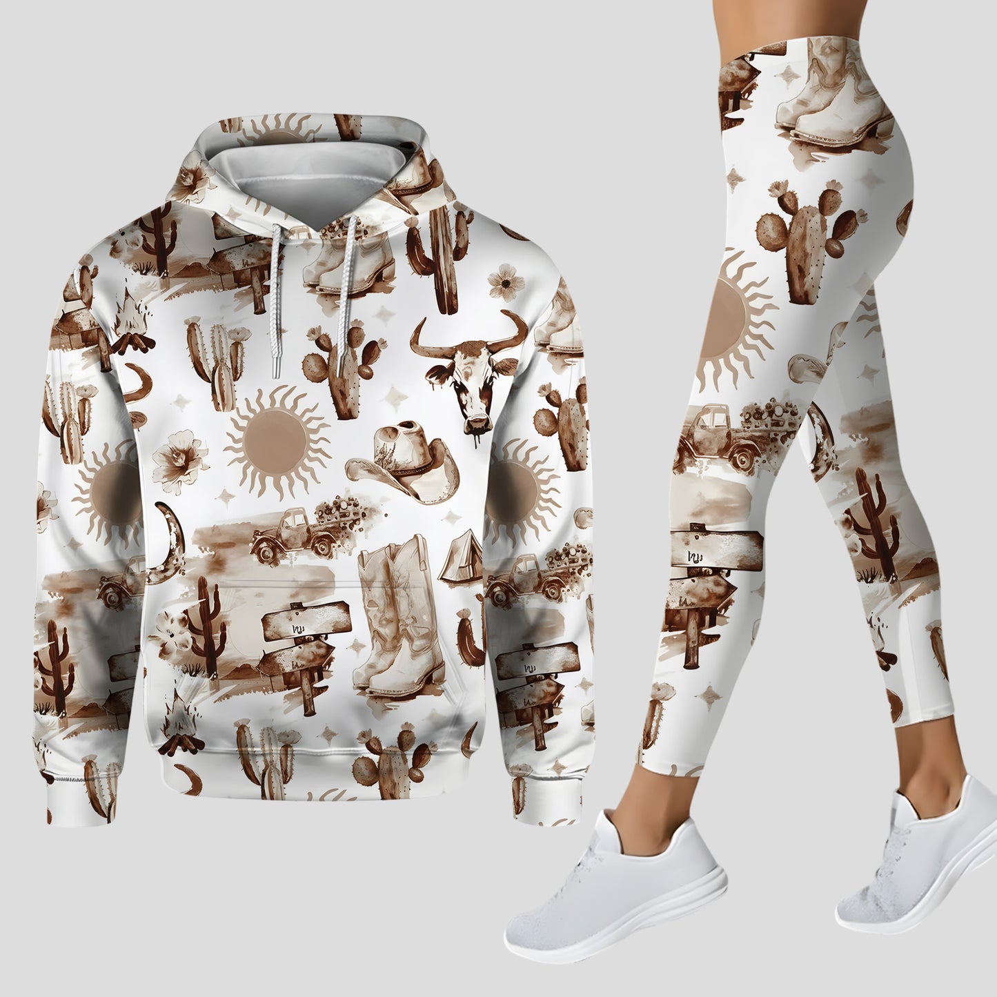 Western Cowgirl Hoodie & Leggings Set