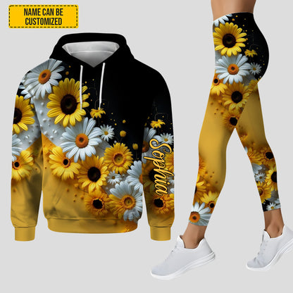 Personalized Sunflower and Daisy Hoodie Leggings Set