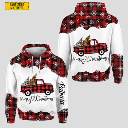 Personalized Christmas Plaid Truck Hoodie & Leggings Set