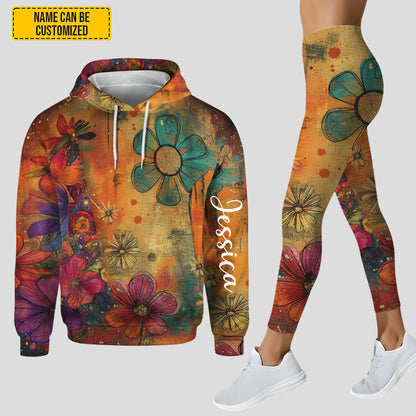 Personalized Hippie Style Floral Hoodie and Leggings