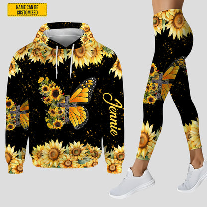 Personalized Sunflower & Butterfly Hoodie Leggings Set