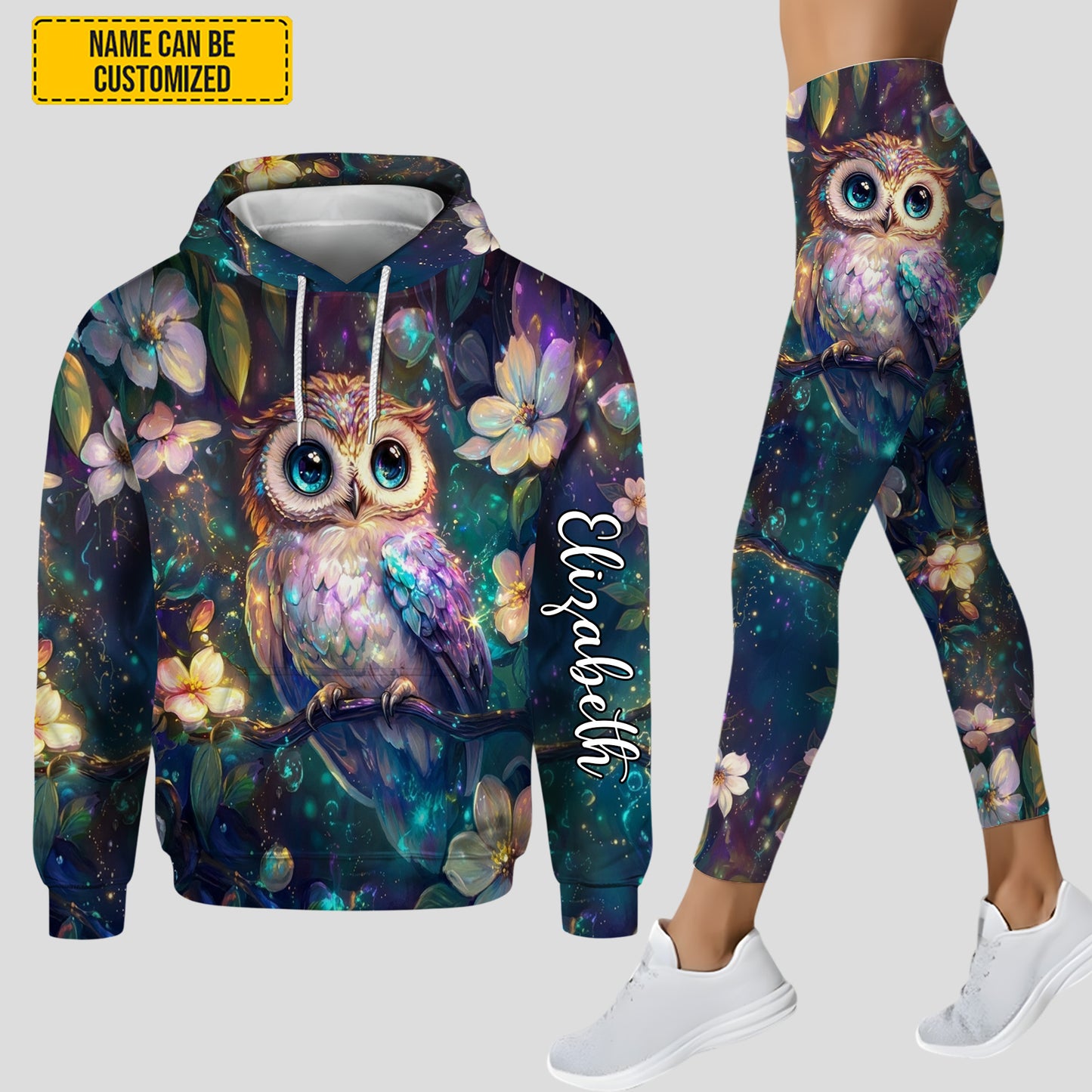 Personalized Beautiful Owl Hoodie and Leggings
