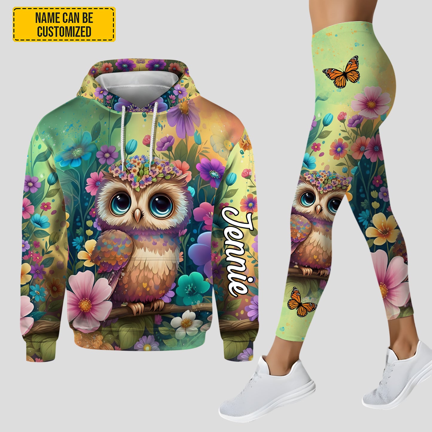 Owl Flowers - Personalized Hoodie and Leggings