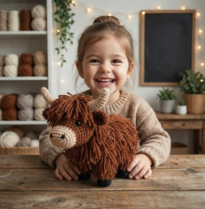 Fluffy Highland Cow Shaped Pillow