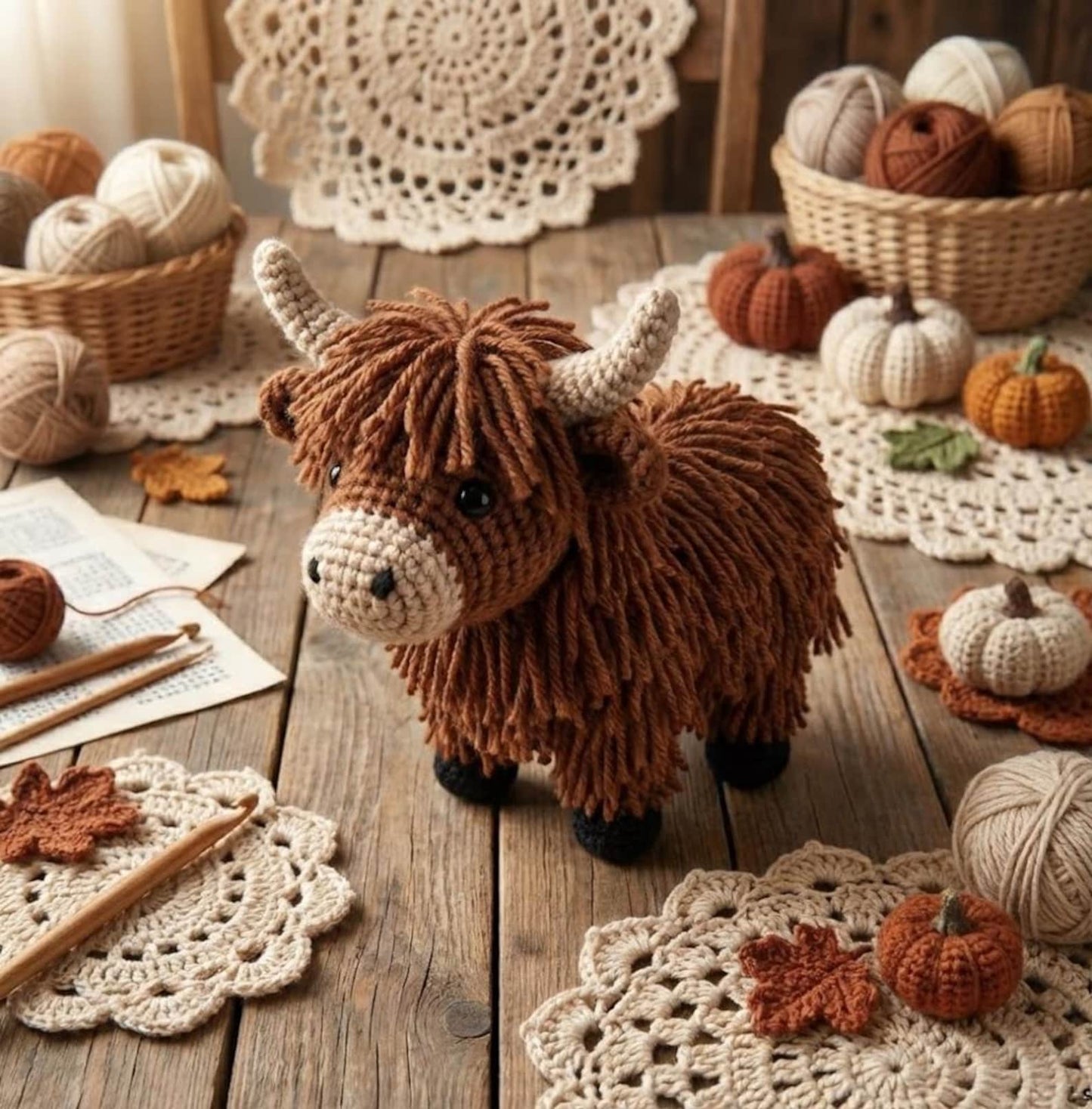 Fluffy Highland Cow Shaped Pillow