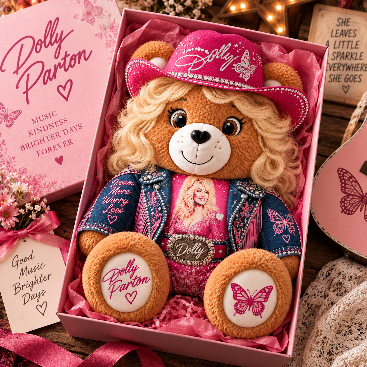 Dolly Parton Custom Shaped Bear Pillow – Country Music Inspired Gift for Dolly Parton Fans