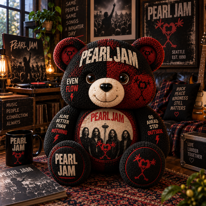 Pearl Jam Bear Custom Shaped Pillow – Seattle Grunge Rock Music Fan Gift,