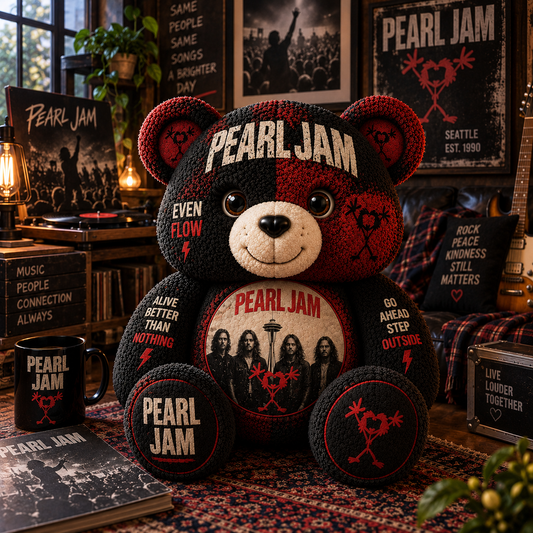Pearl Jam Bear Custom Shaped Pillow – Seattle Grunge Rock Music Fan Gift,