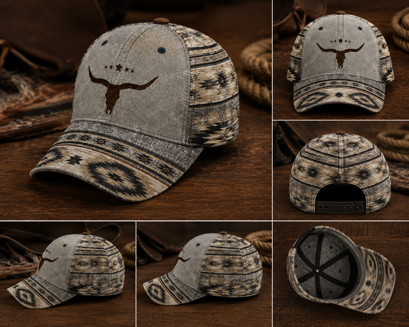 Western Longhorn Classic Cap – Vintage Southwestern Cowboy Hat