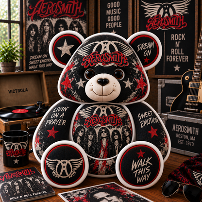 Aerosmith Custom Shaped Bear Pillow – Classic Rock Music Inspired Gift for Fans