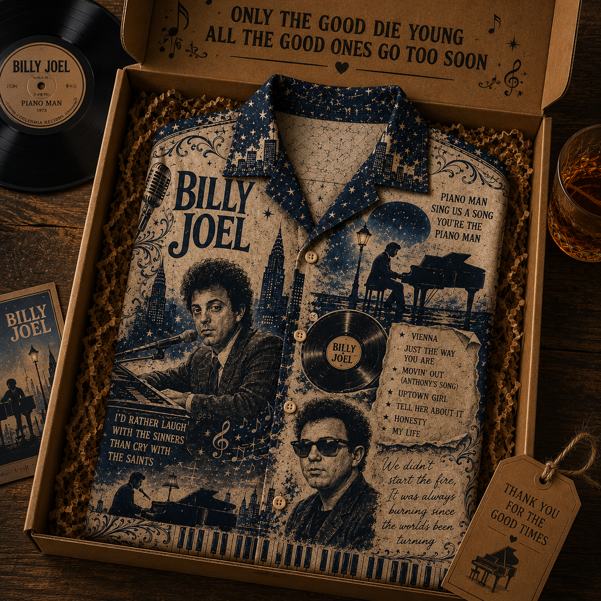 Billy Joel Hawaiian Shirt - Vintage Music Fan Gift