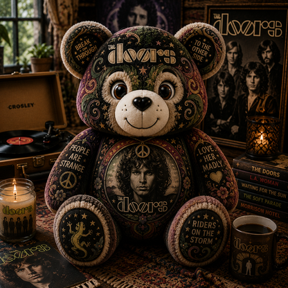 The Doors Bear Custom Shaped Pillow – Rock Music Legend Gift