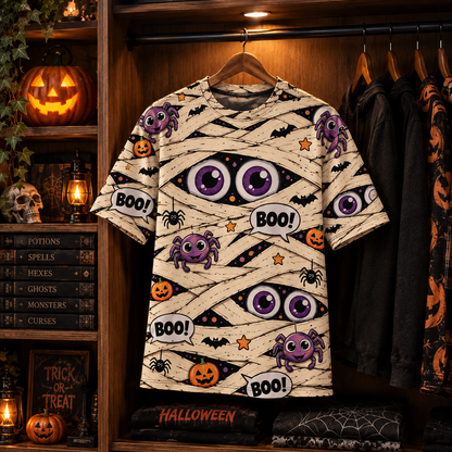 Cute Mummy Halloween T-Shirt – Spooky Season All Over Print Tee