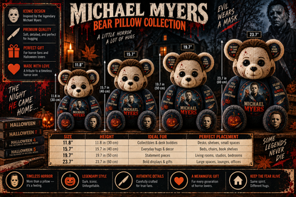 Michael Myers Bear Custom Shaped Pillow – Halloween Horror Boogeyman Fan Gift
