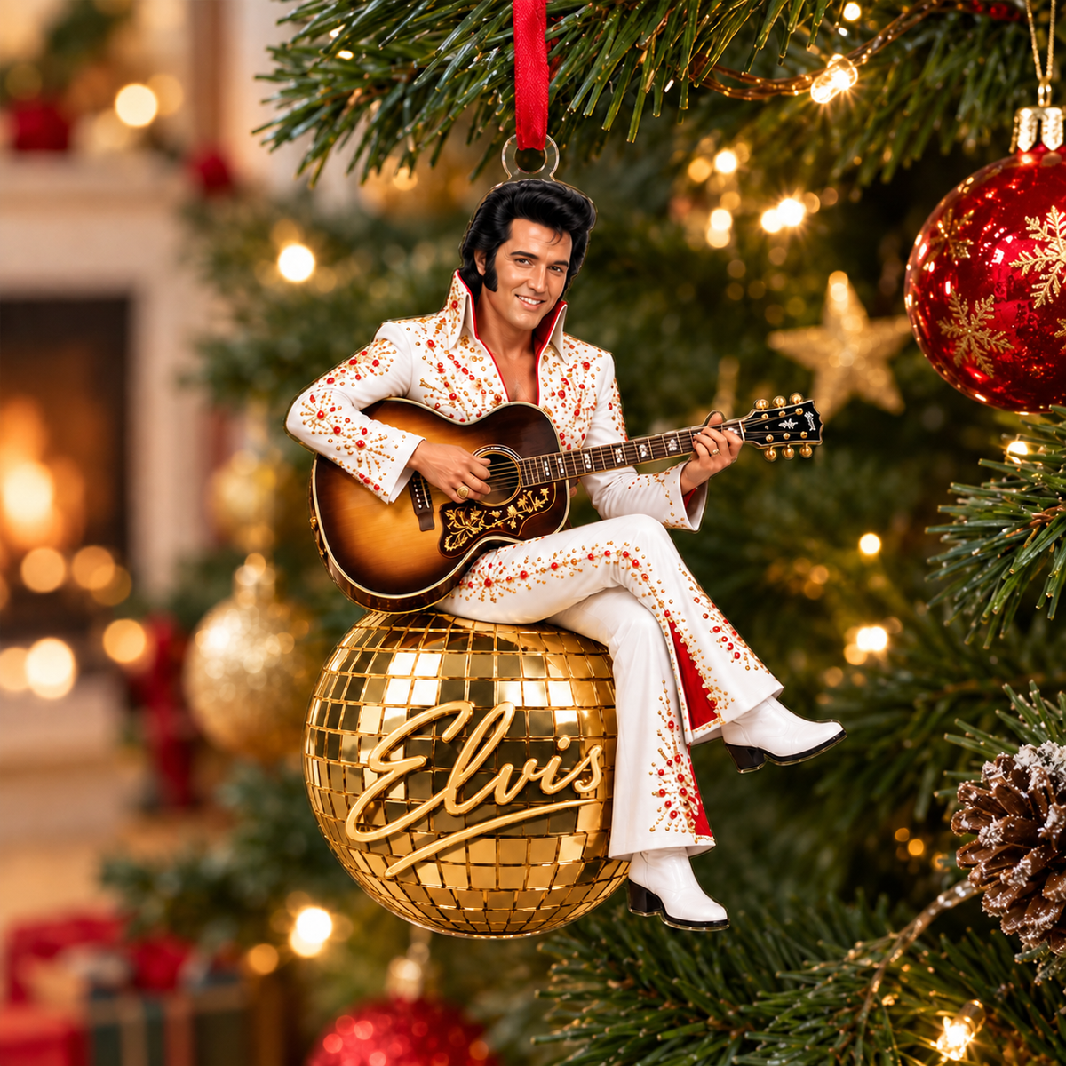 Elvis Presley Brighter Christmas Rock N Roll Legend Ornament