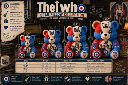 The Who Bear Custom Shaped Pillow – Rock Music Legend Gift