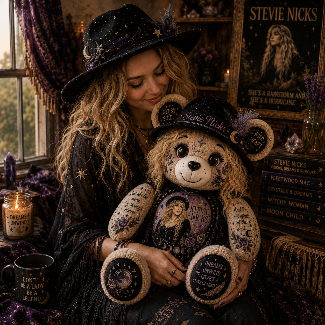 Stevie Nicks Bear Custom Shaped Pillow – Gift for Classic Music Lovers