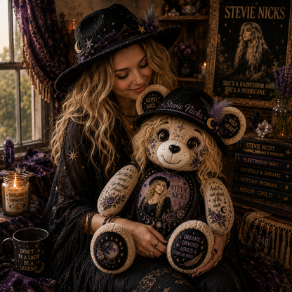 Stevie Nicks Bear Custom Shaped Pillow – Gift for Classic Music Lovers