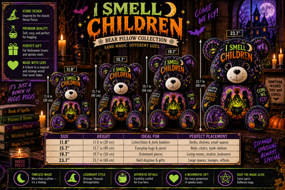 I Smell Children Witch Bear Custom Shaped Pillow – Hocus Pocus Halloween Spooky Gift