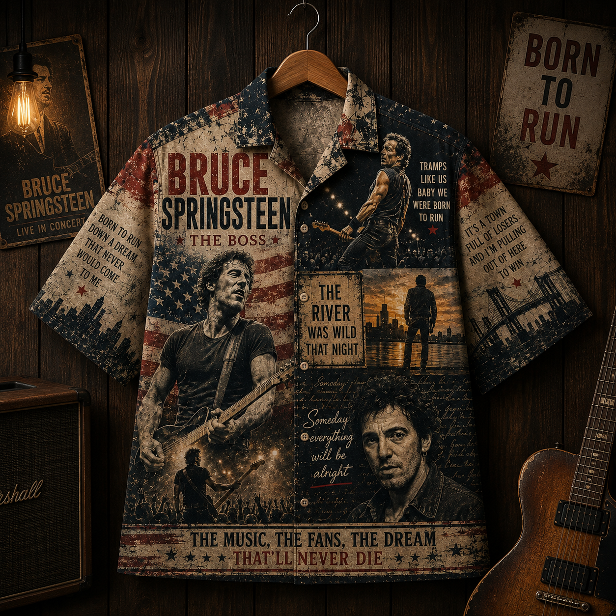 Bruce Springsteen Hawaiian Shirt - Vintage Music Fan Gift