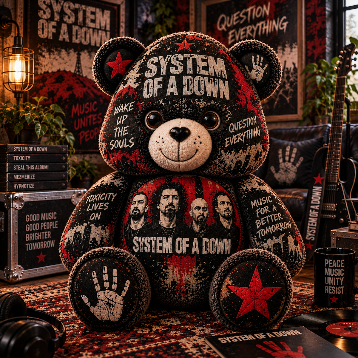 System of a Down Bear Custom Shaped Pillow – Alternative Metal Music Fan Gift