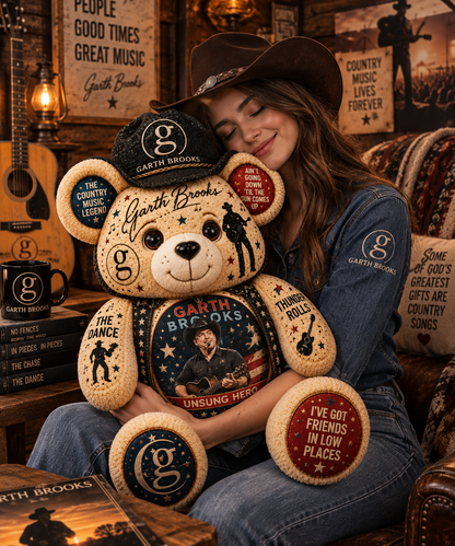 Garth Brooks Bear Custom Shaped Pillow – Rock Music Legend Gift