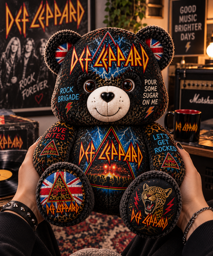 Def Leppard Bear Custom Shaped Pillow – Hysteria Rock Music Fan Gift, Classic 80s Rock Lover Decor