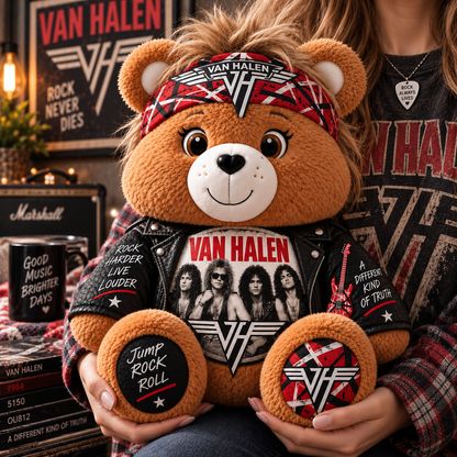 Van Halen Custom Shaped Bear Pillow – Classic Hard Rock Inspired Gift for Van Halen Fans