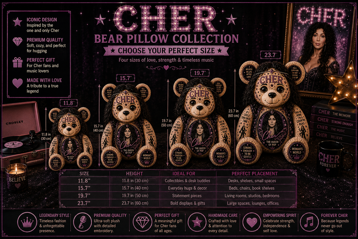Cher Bear Custom Shaped Pillow – Gift for Classic Music Lover