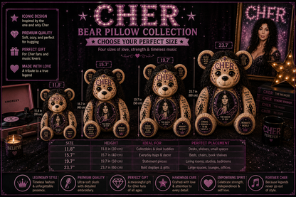 Cher Bear Custom Shaped Pillow – Gift for Classic Music Lover