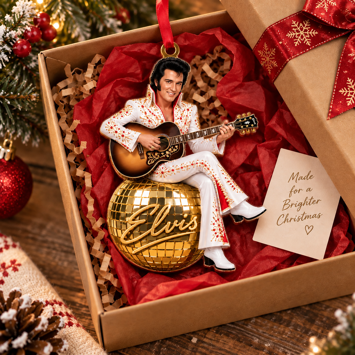 Elvis Presley Brighter Christmas Rock N Roll Legend Ornament
