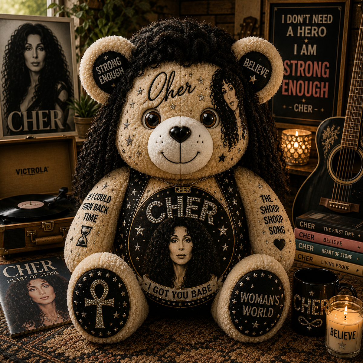 Cher Bear Custom Shaped Pillow – Classic Music Legend Gift