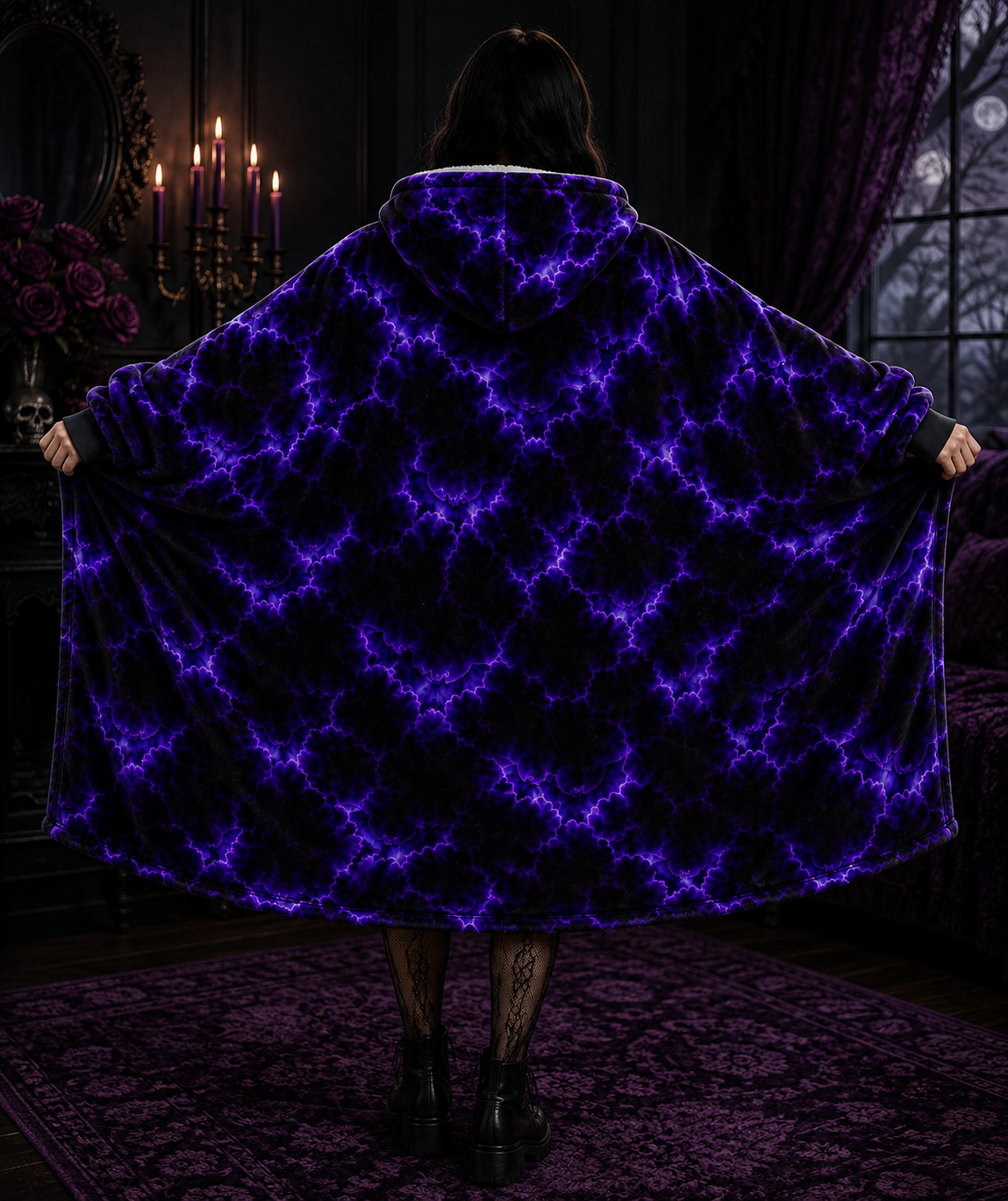 Purple Bat Blanket Hoodie – The Perfect Gift for Gothic Souls