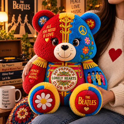 The Beatles Bear Custom Shaped Pillow – Gift for Beatles Fans & Music Lovers 3