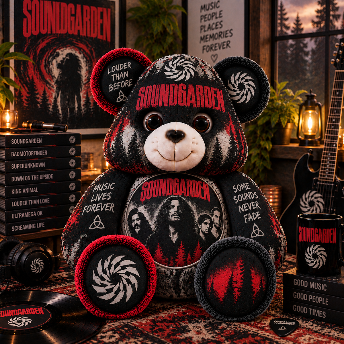 Soundgarden Custom Shaped Bear Pillow – Grunge Rock Music Inspired Gift for Fans