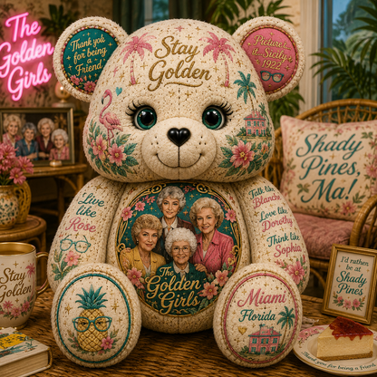 Golden Girls Bear Custom Shaped Pillow – Stay Golden, Thank You for Being a Friend Gift