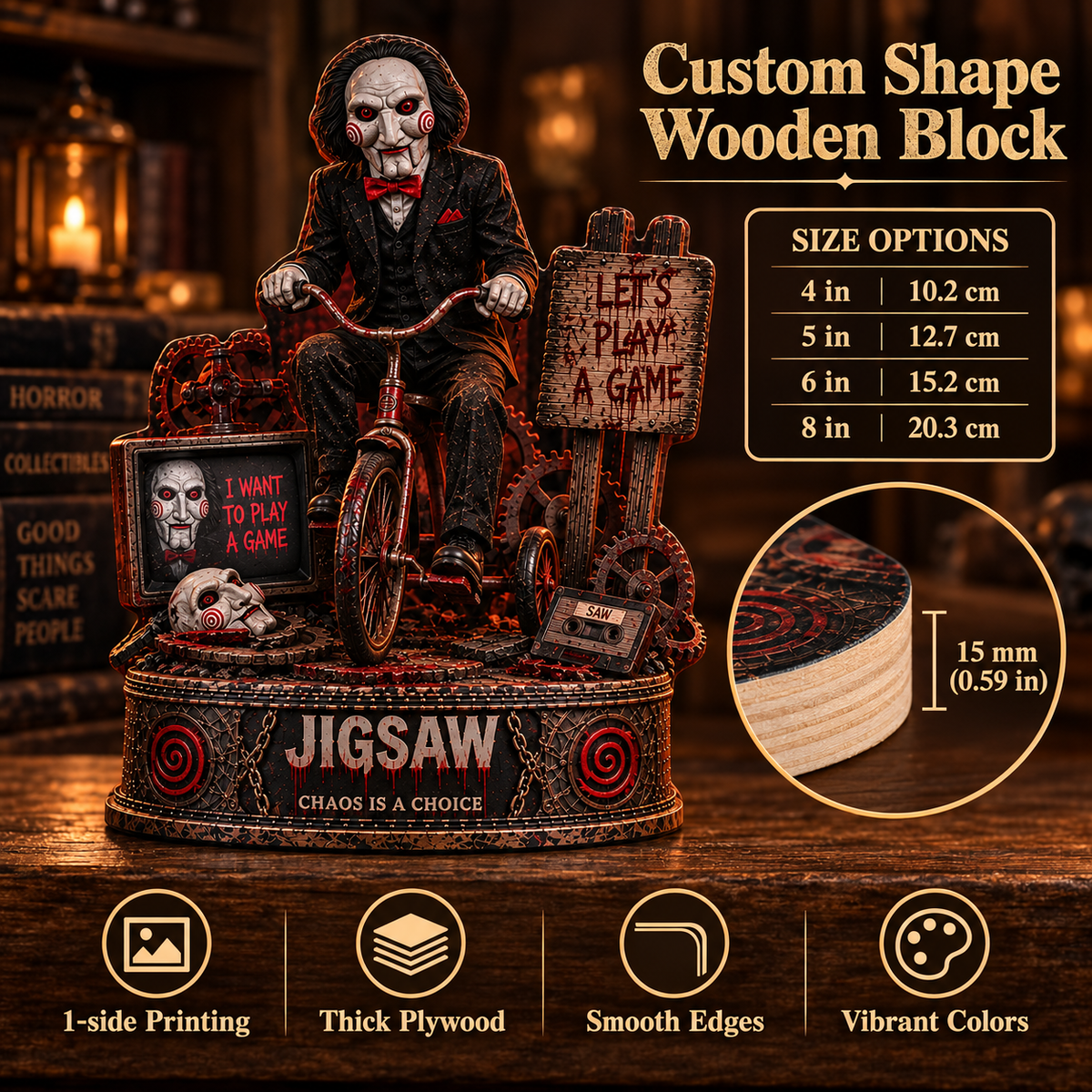 Jigsaw Let’s Play A Game Halloween - Horror Collectible Table Decor