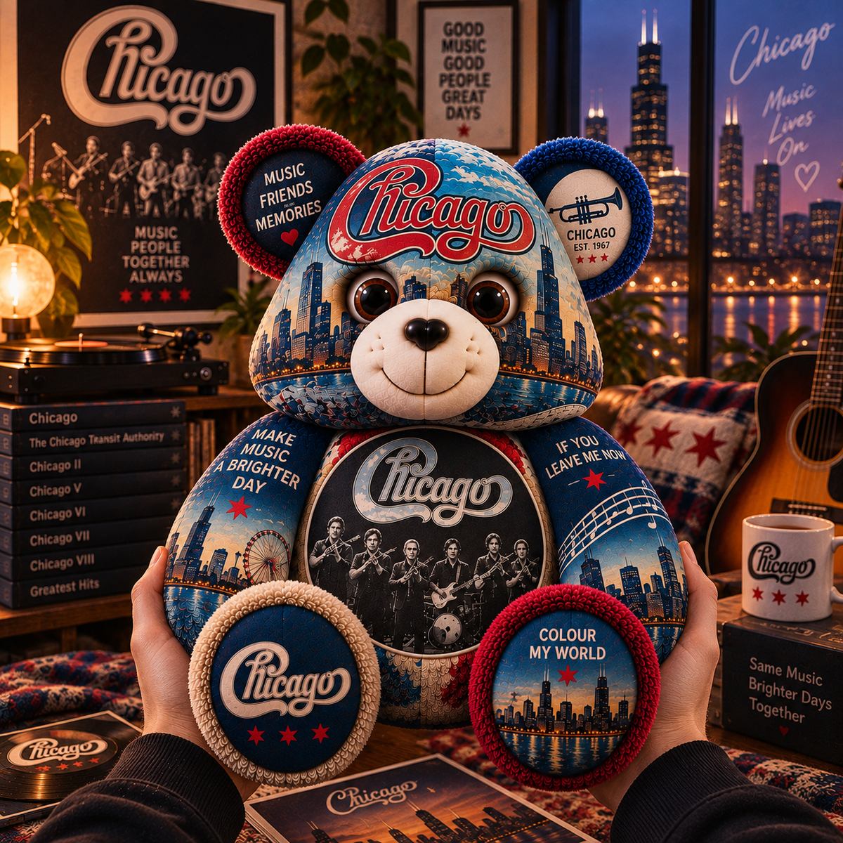 Chicago Bear Custom Shaped Pillow – Classic Rock Music Fan Gift