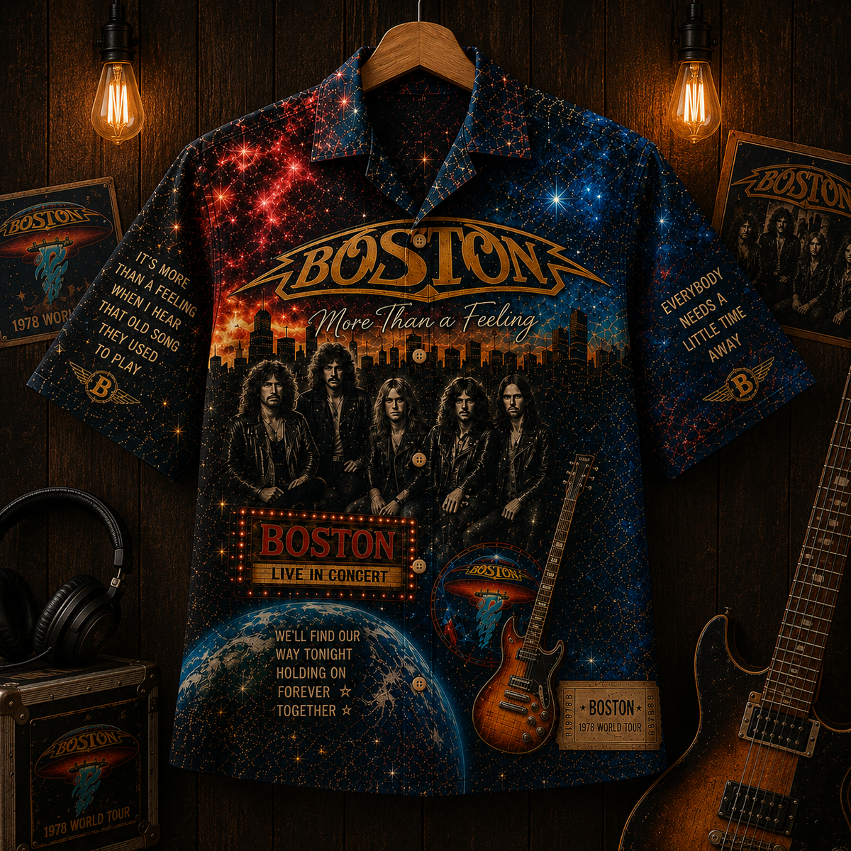 Boston Band Hawaiian Shirt - Vintage Music Fan Gift