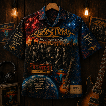Boston Band Hawaiian Shirt - Vintage Music Fan Gift