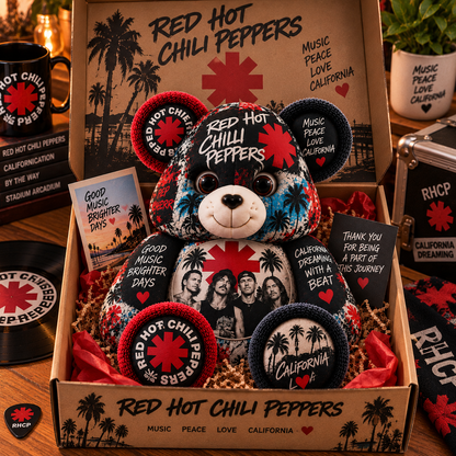 Red Hot Chili Peppers Custom Shaped Bear Pillow – Alternative Rock Music Inspired Gift for Fans