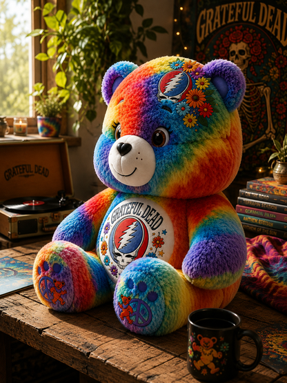 Grateful Dead Tie-Dye Bear Shaped Pillow– The Perfect Gift for Deadheads