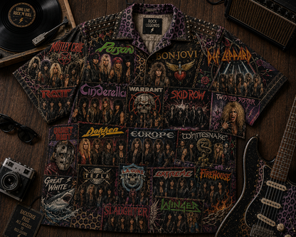 Rock Never Dies Hawaiian Shirt - Vintage Heavy Metal Glam Metal Music Fan Gift