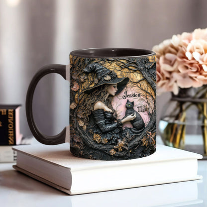 A Witch And Her Black Cat - Personalized Witch Accent Mug