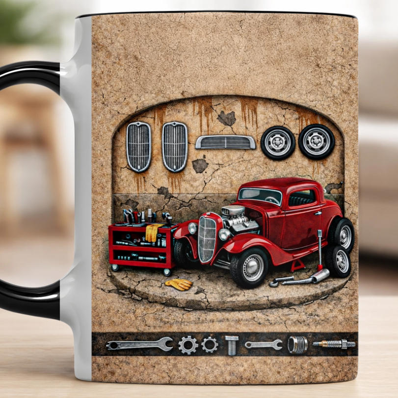 Personalized Vintage Hot Rod Garage Mug