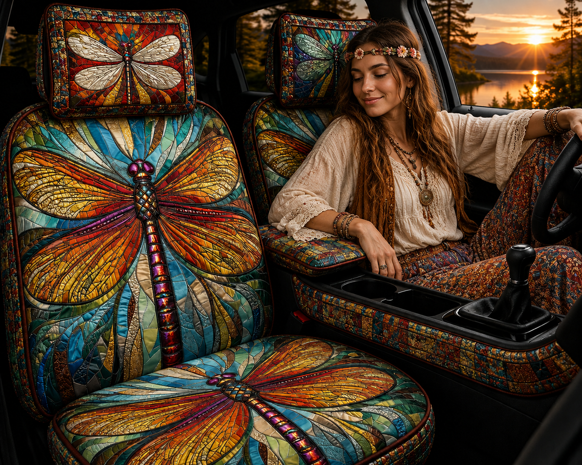 Colorful Dragonfly Car Seat Covers – Nature Lover Gift