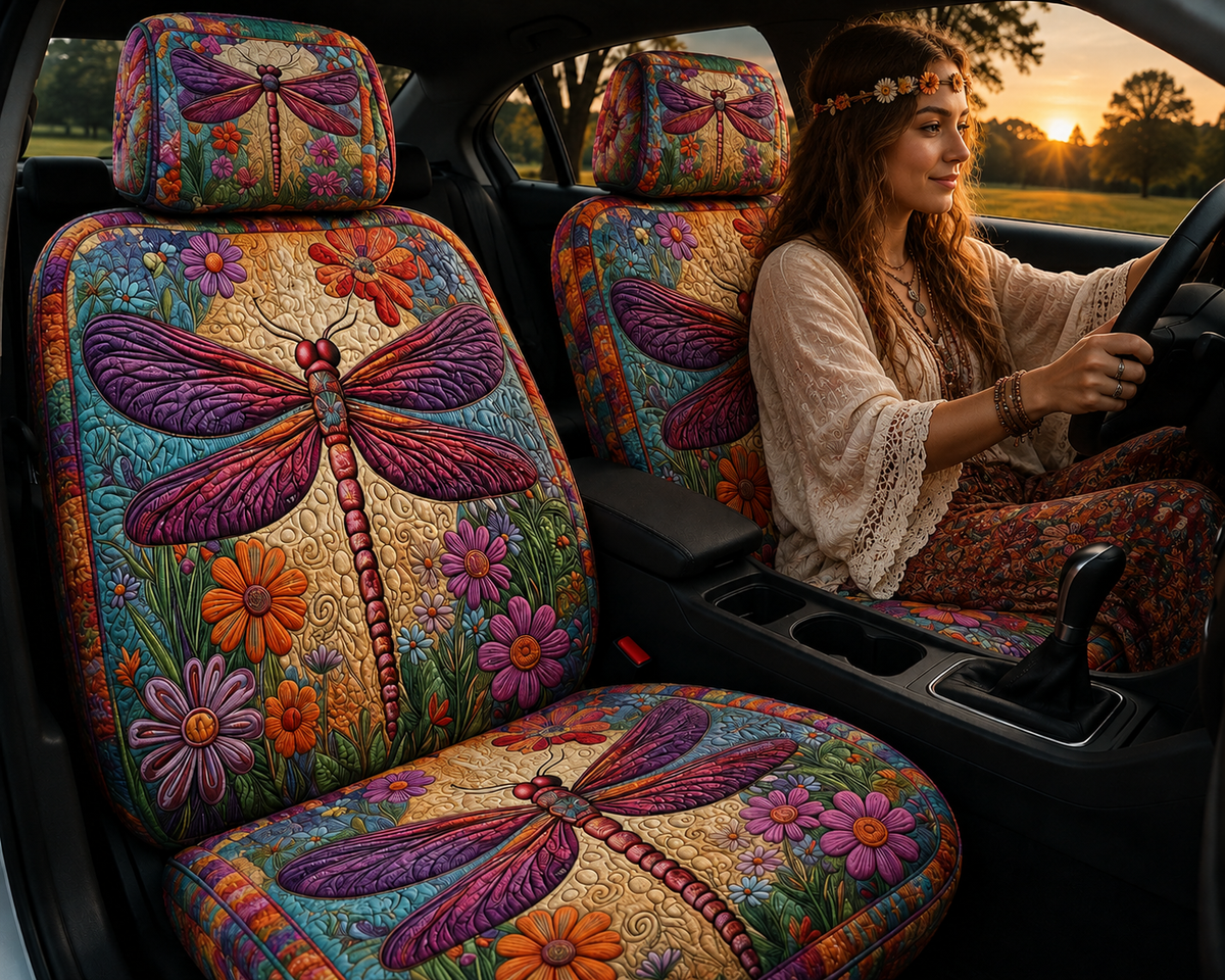 Colorful Dragonfly Car Seat Covers – Nature Lover Gift 2