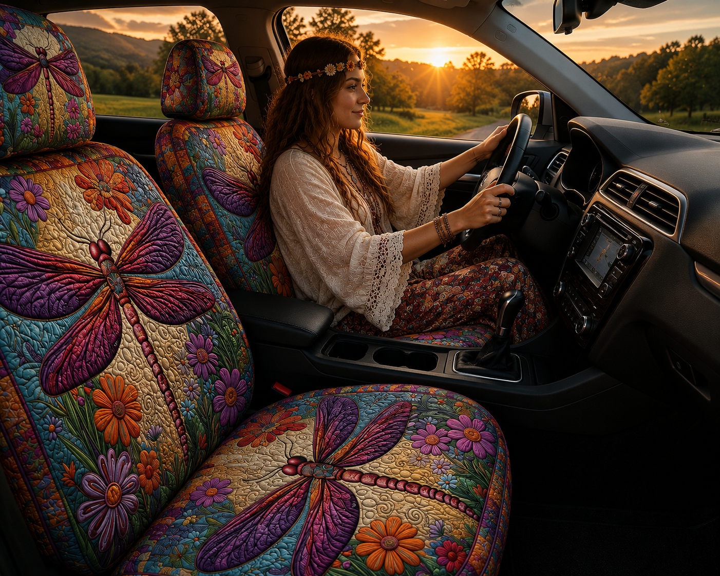 Colorful Dragonfly Car Seat Covers – Nature Lover Gift 2
