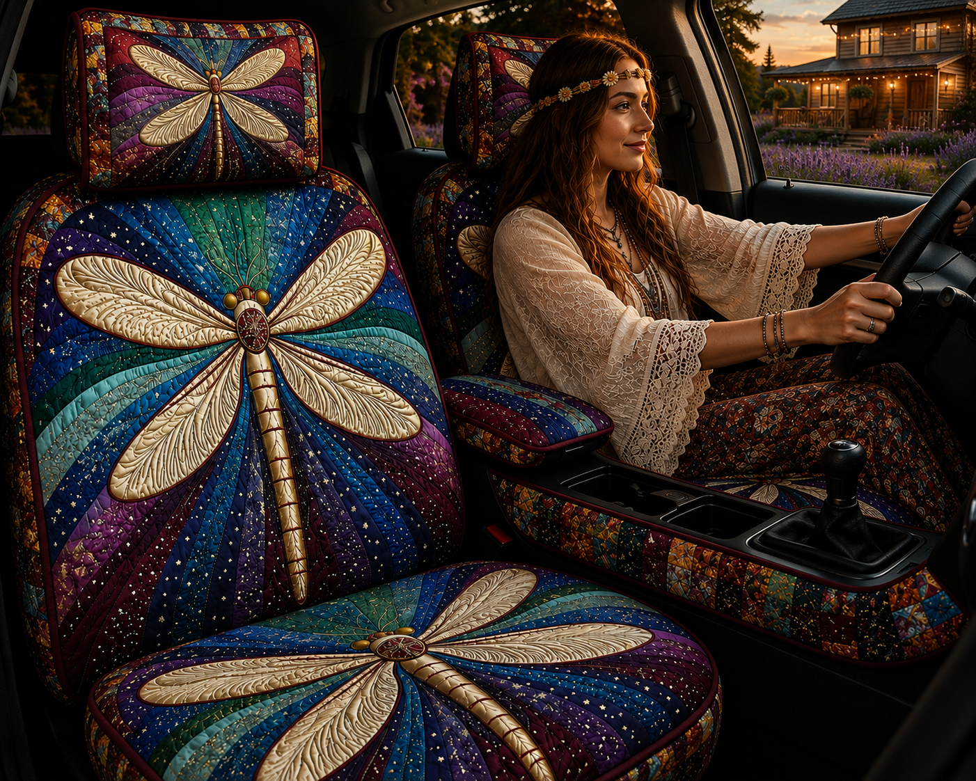 Colorful Dragonfly Car Seat Covers – Nature Lover Gift 3