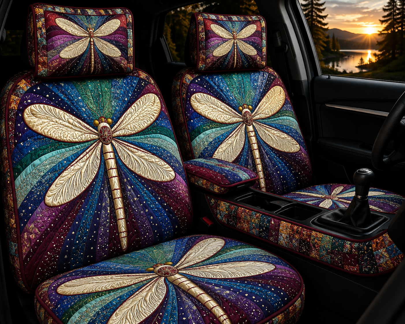 Colorful Dragonfly Car Seat Covers – Nature Lover Gift 3